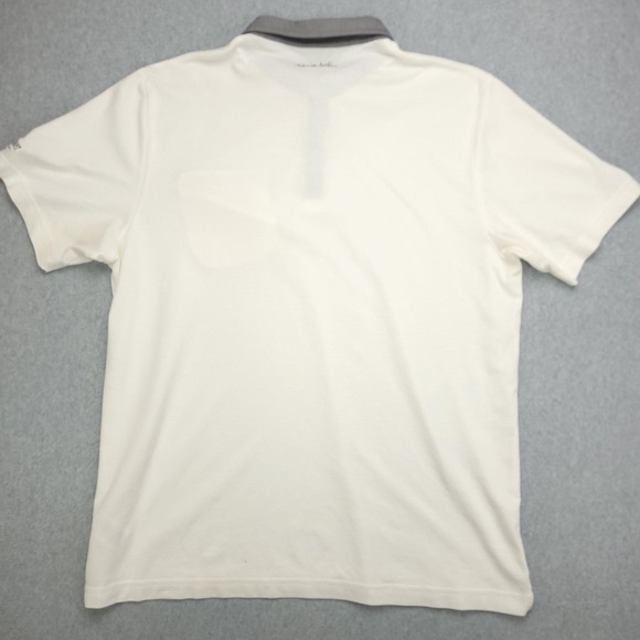 TravisMathew Polo Shirt Mens XL White Gray Dismal River Golf Pima Cotton Stretch - Picture 7 of 16
